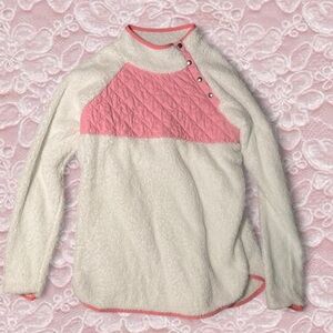 Pink Lily Blush and White Fleece Top